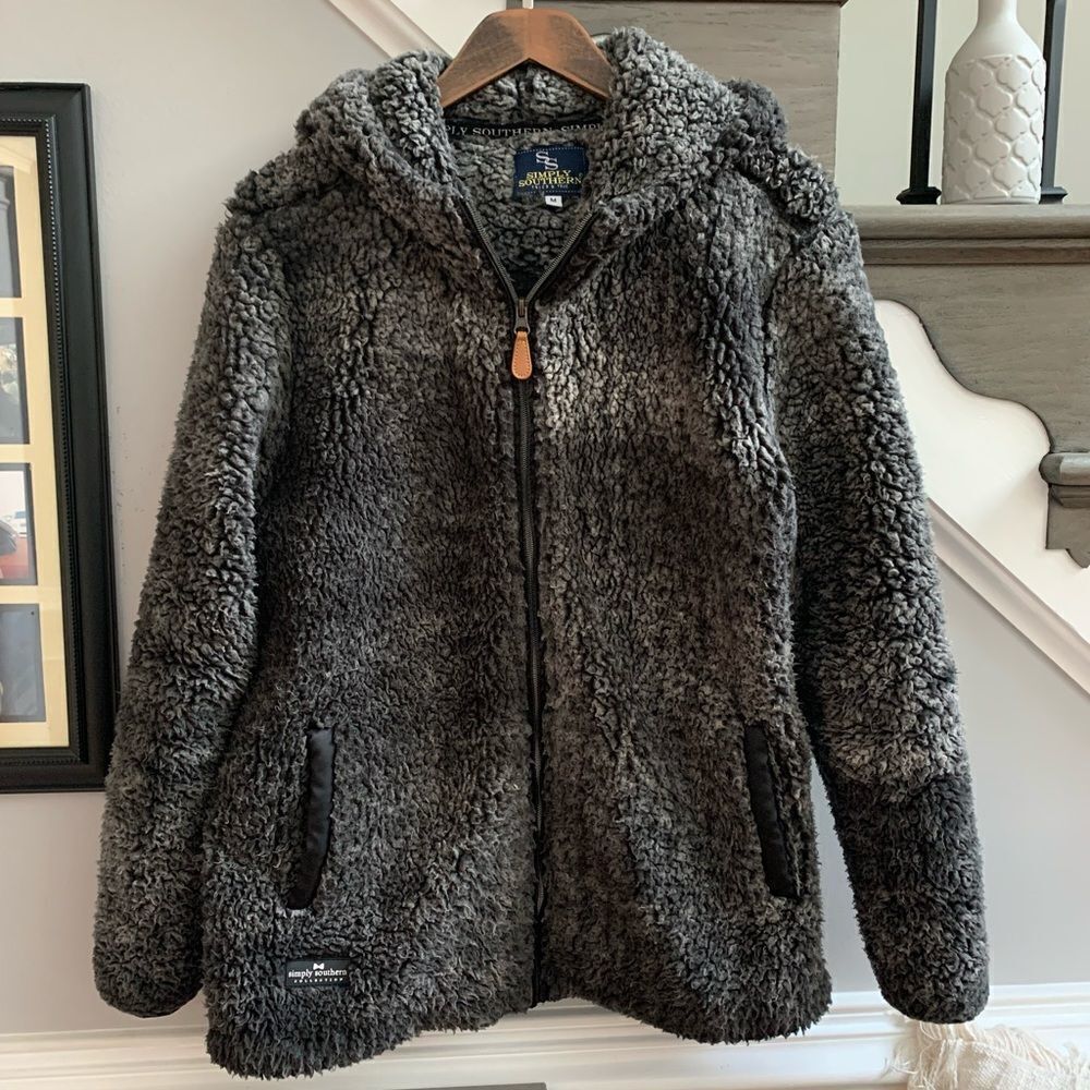 Simply Southern Gray Teddy Jacket/ Hoodie sz M